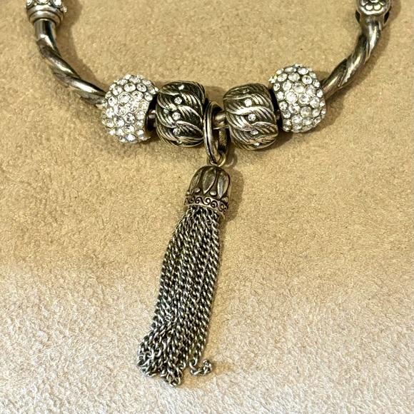 Brighton silver bead with swirls & clear crystals around center Retired - Picture 5 of 6